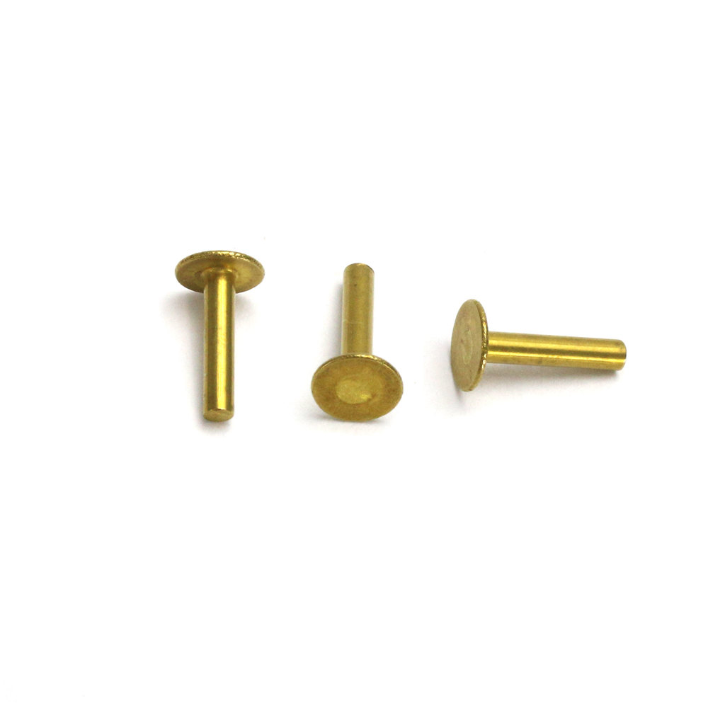 Rivets and Findings Brass Solid Nail Head 1/20" Rivets, 1/4" Long, Pack of 100